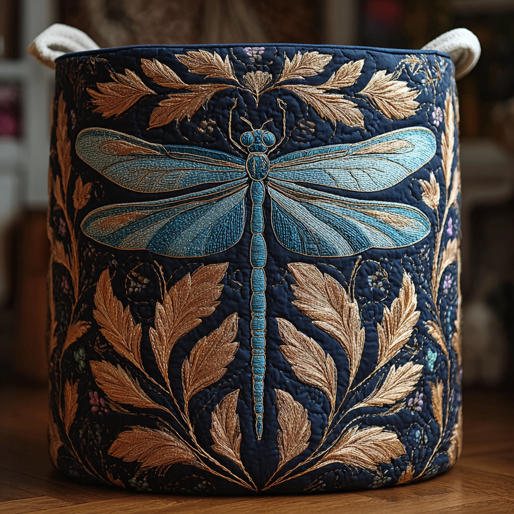 Quilted laundry basket - Dragonflies — view 1