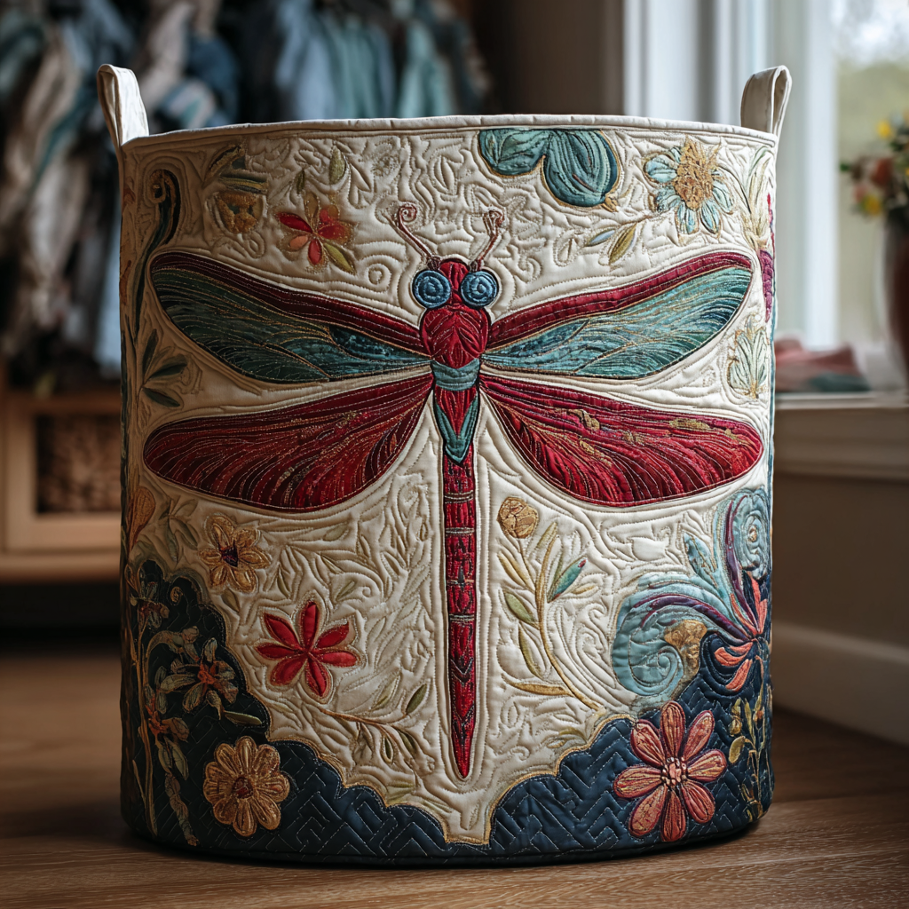 Quilted laundry basket - Dragonflies — view 1