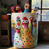 Quilted laundry basket - Farm hens — view 1