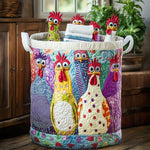 Quilted laundry basket - Farm hens — view 1