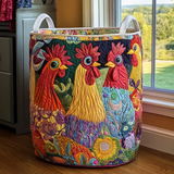Quilted laundry basket - Farm hens — view 1