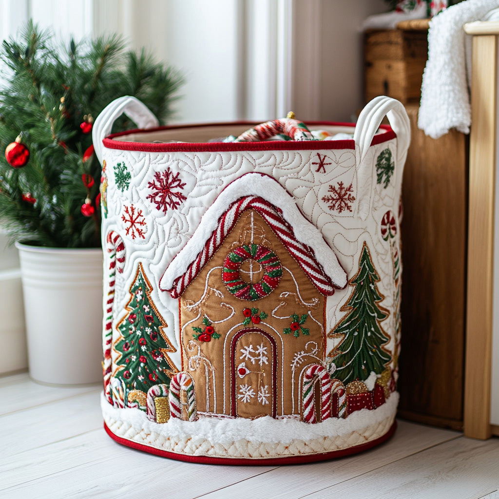 Quilted laundry basket - Winter motif — view 1