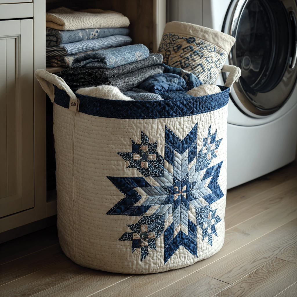 Quilted laundry basket - Winter motif — view 1