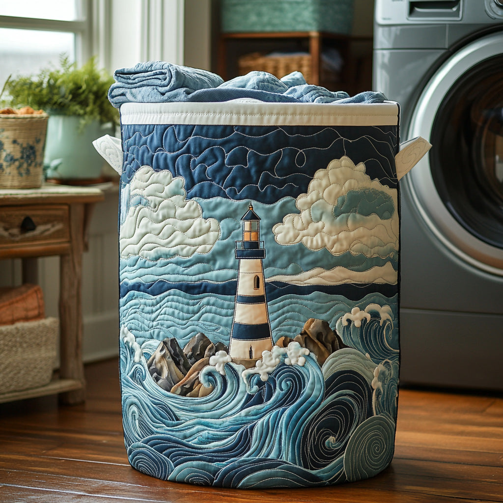 Quilted laundry basket - Nautical pattern — view 1
