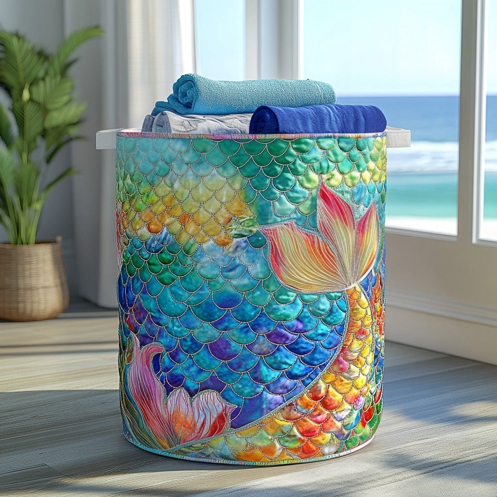 Quilted laundry basket - Sea motif — view 1