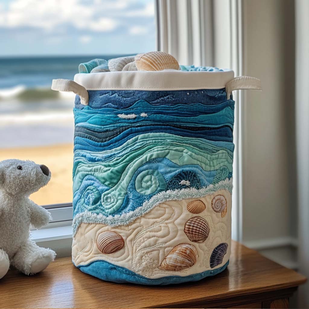 Quilted laundry basket - Sea motif — view 1