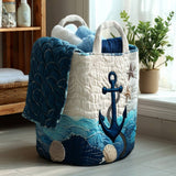 Quilted laundry basket - Sea motif — view 1