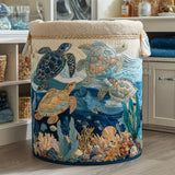 Quilted laundry basket - Sea motif — view 1