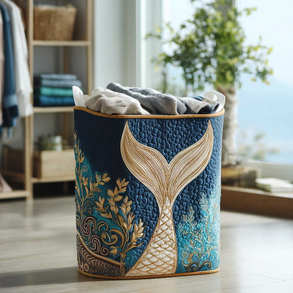 Quilted laundry basket - Sea motif — view 1