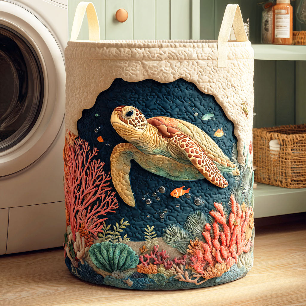 Quilted laundry basket - Sea turtle — view 1