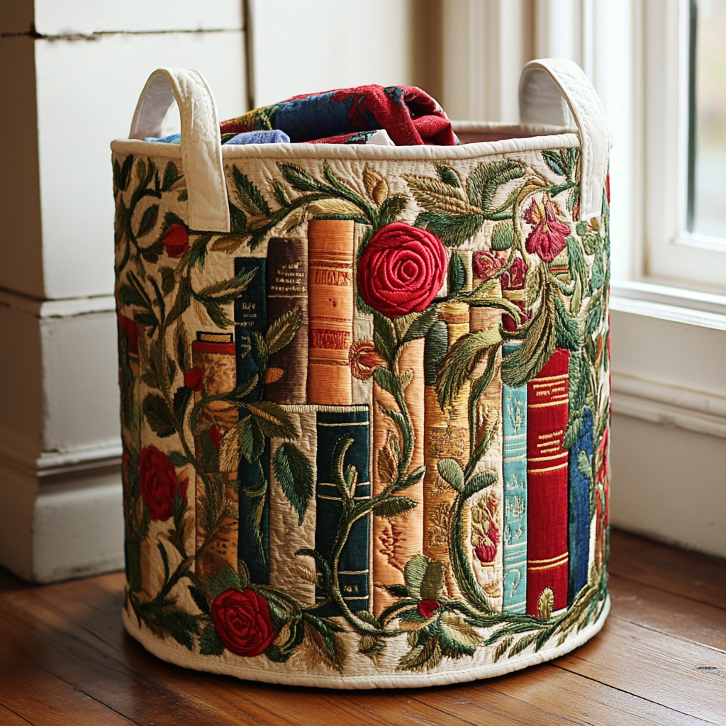 Quilted laundry basket - Natural pattern — view 1