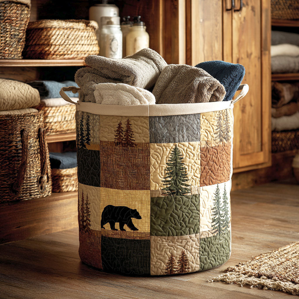 Quilted laundry basket - Natural landscape — view 1
