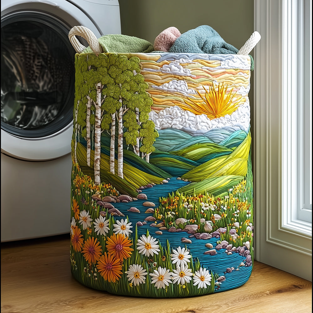 Quilted laundry basket - Natural landscape — view 1