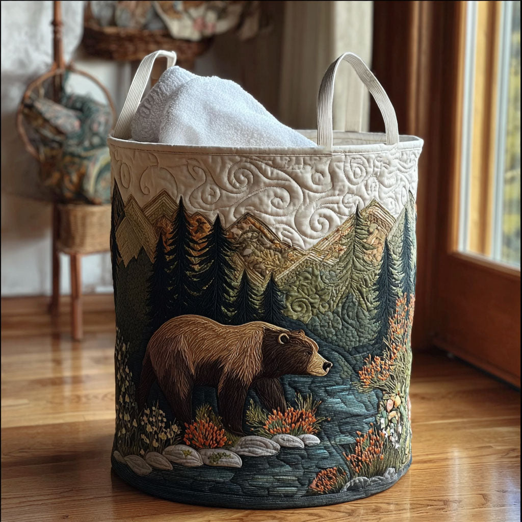 Quilted laundry basket - Tiefer forest landscape — view 1