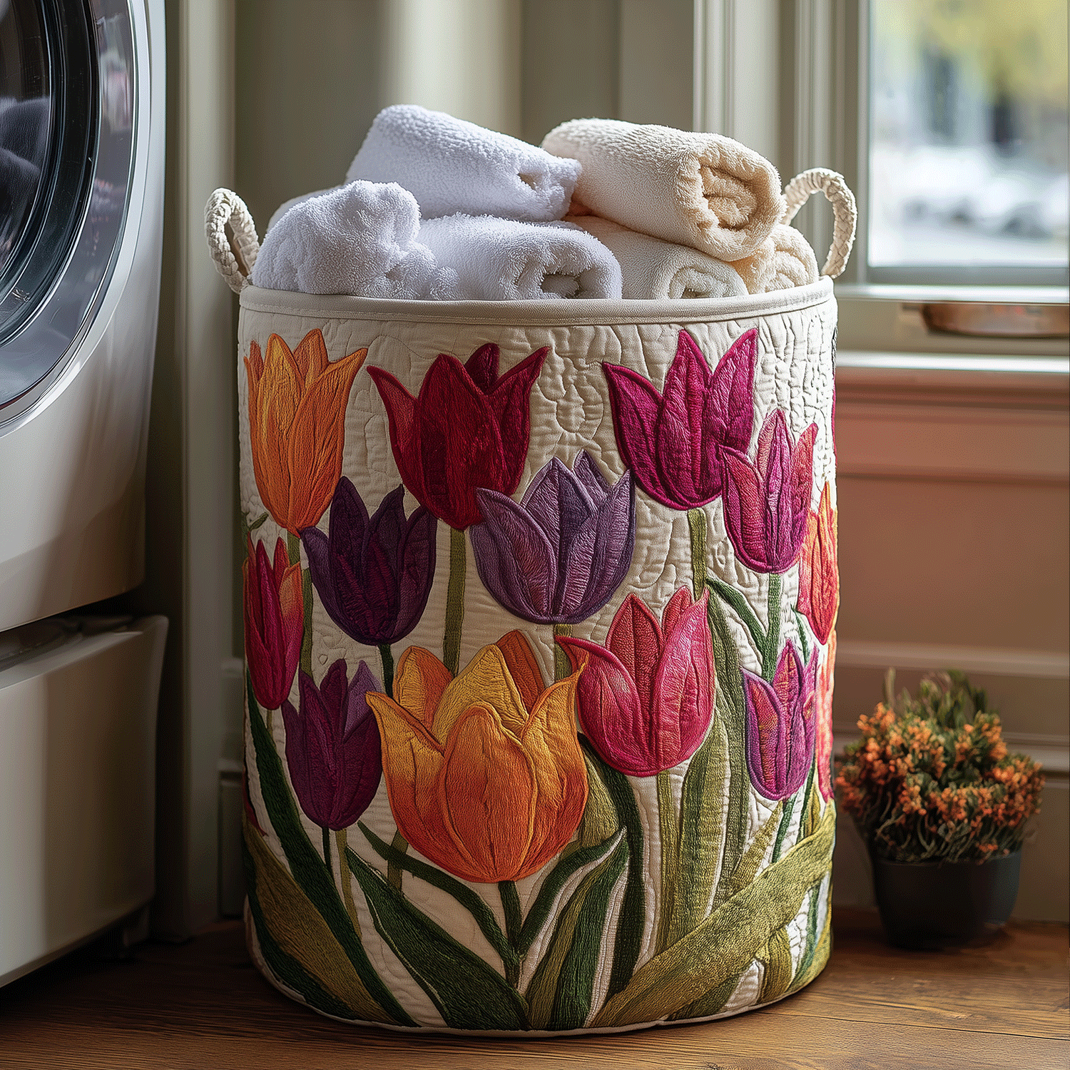 Quilted laundry basket - Tulip — view 1