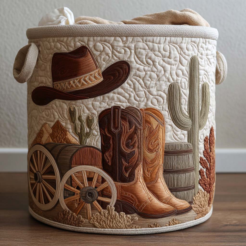 Quilted laundry basket - Wild West style — view 1
