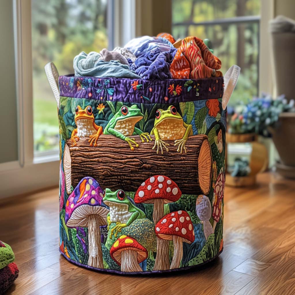 Quilted laundry basket - Cheerful frogs — view 1