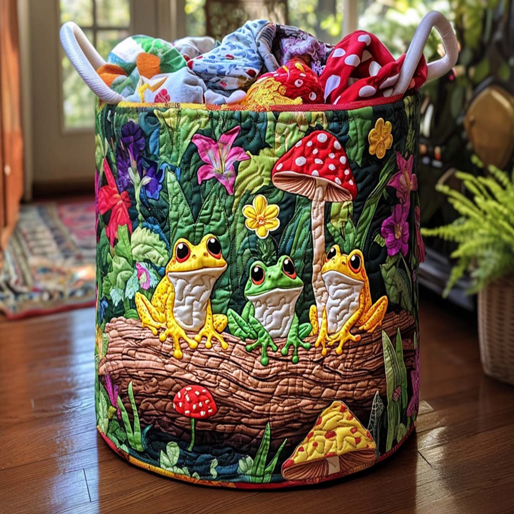 Quilted laundry basket - Cheerful frogs — view 1