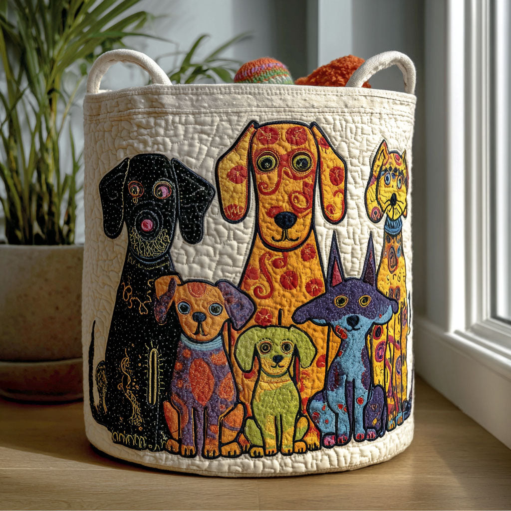 Quilted laundry basket - Cheerful dog — view 1