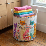 Quilted laundry basket - Cheerful cat — view 1