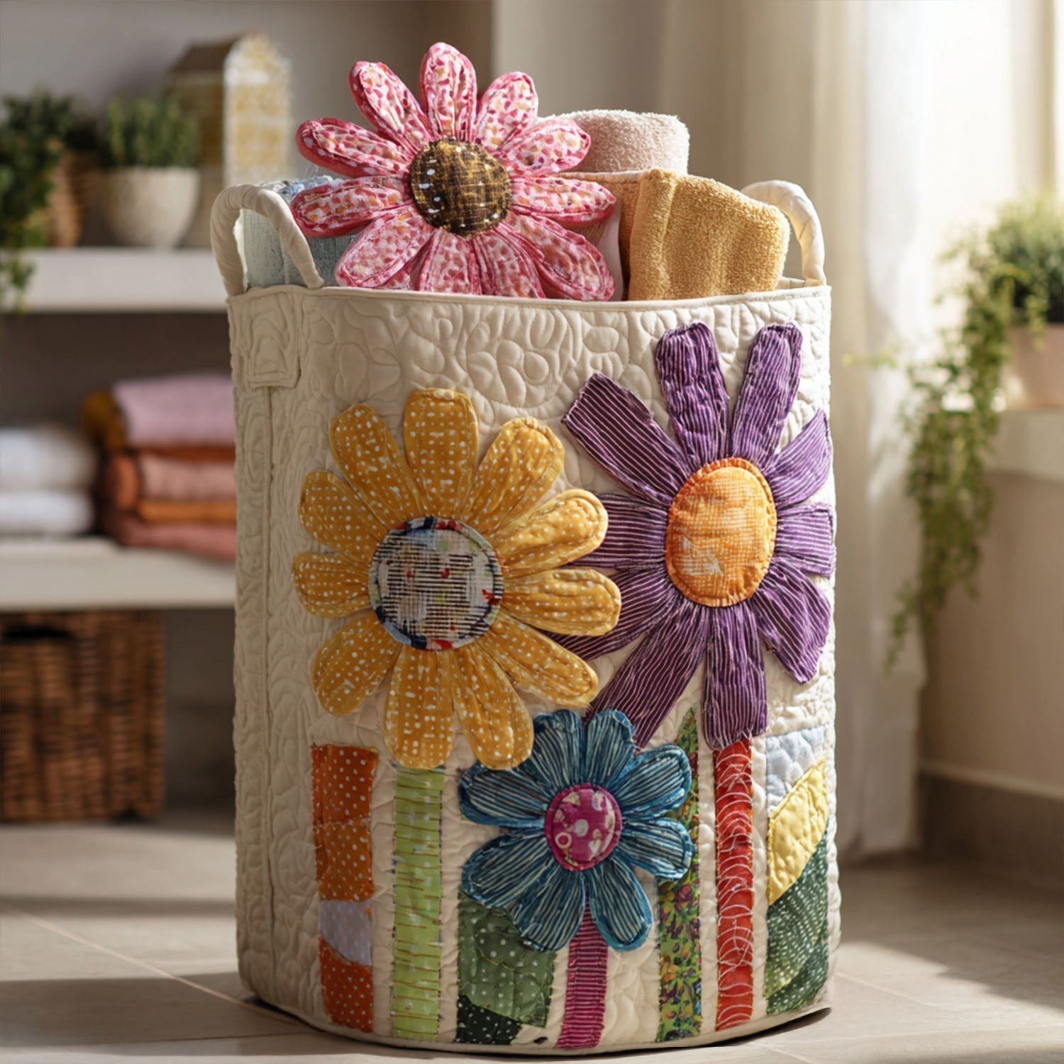 Quilted laundry basket - Vintage flowers — view 1
