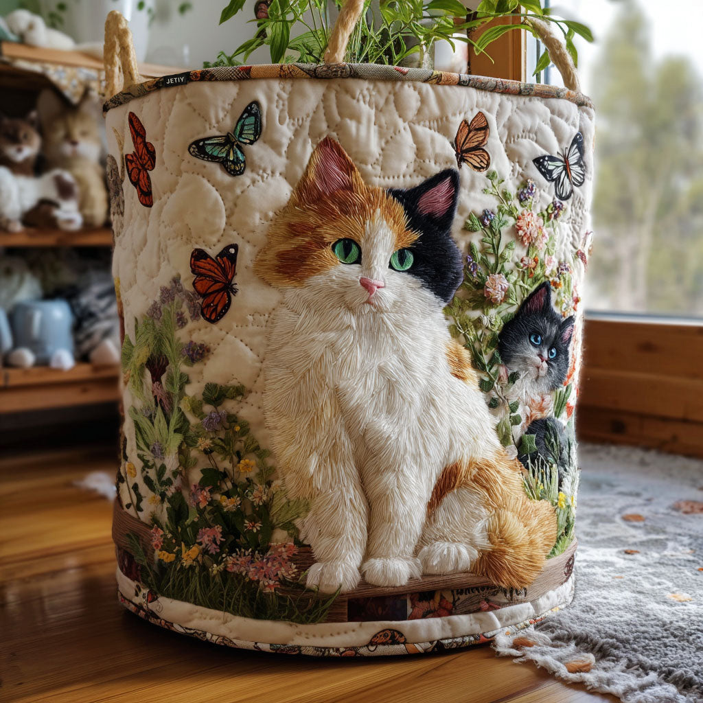 Quilted laundry basket - Floral pattern — view 1