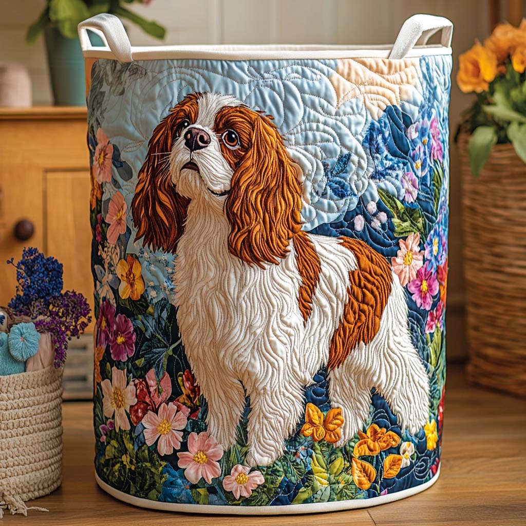 Quilted laundry basket - Floral pattern — view 1