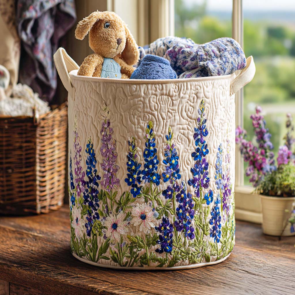 Quilted laundry basket - Floral pattern — view 1