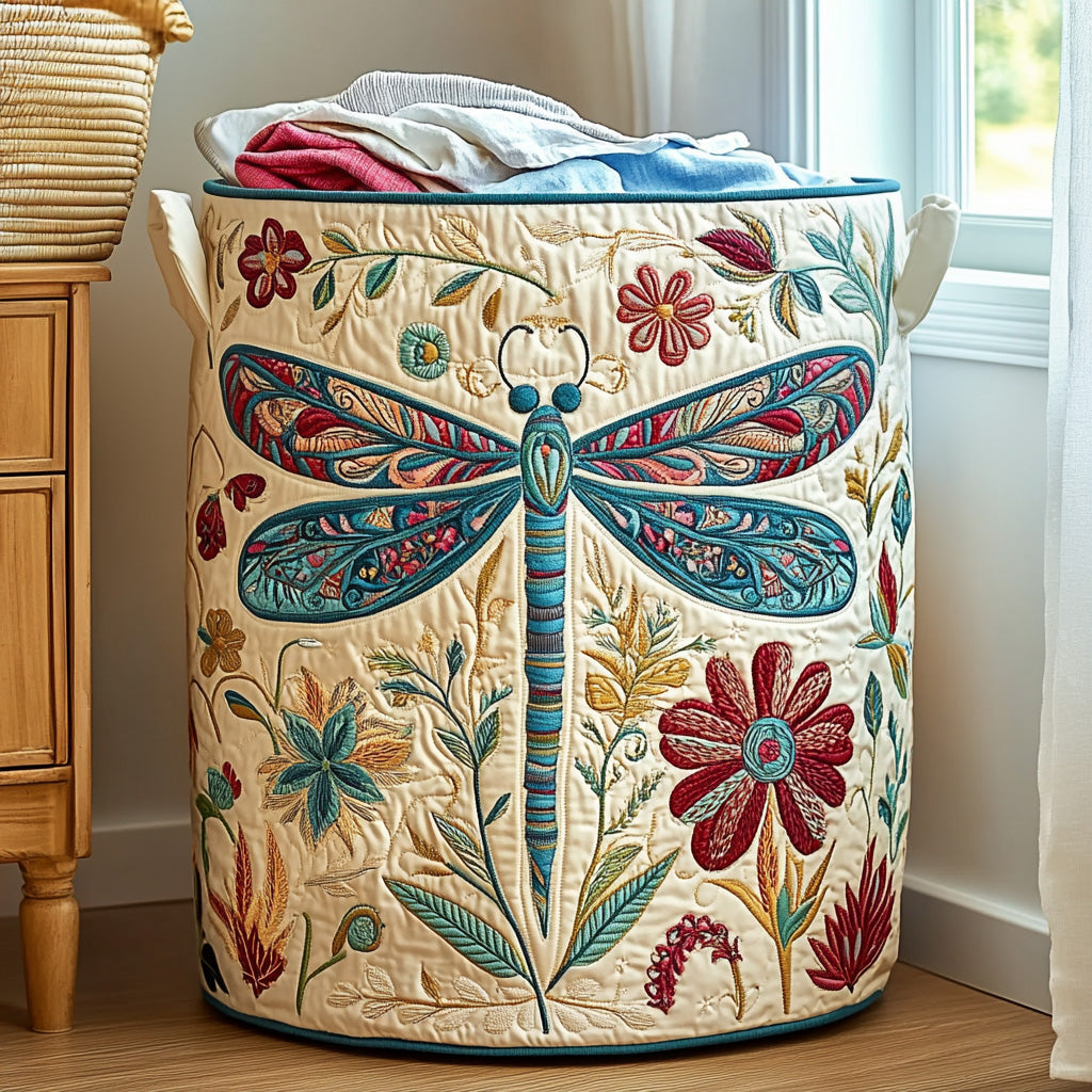 Quilted laundry basket - Floral pattern — view 1