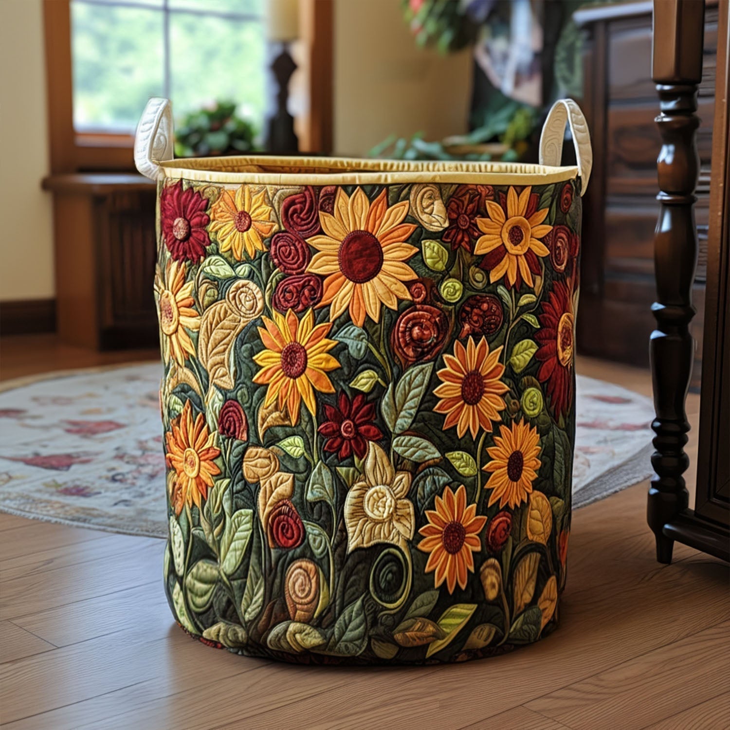 Quilted laundry basket - Floral pattern — view 1