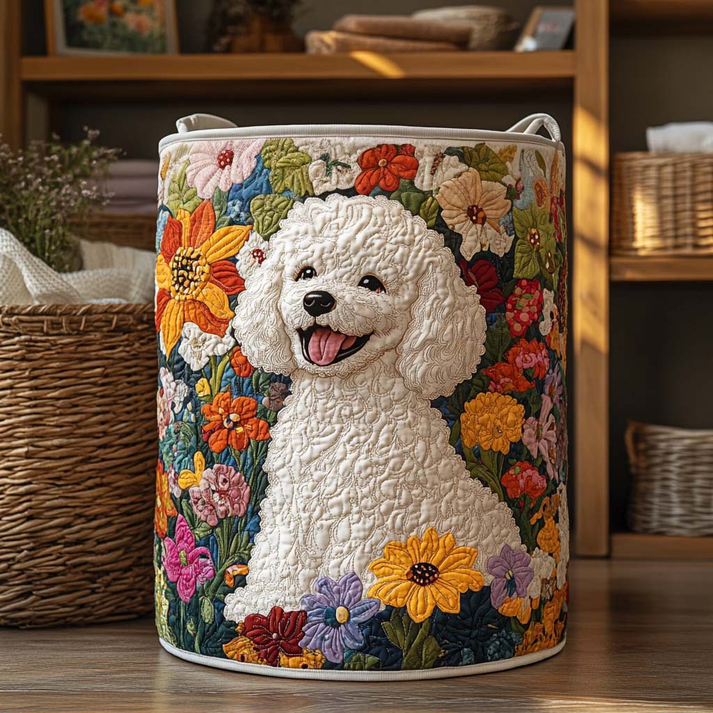 Quilted laundry basket - Floral pattern — view 1