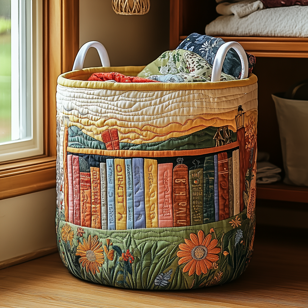 Quilted laundry basket - Floral pattern — view 1