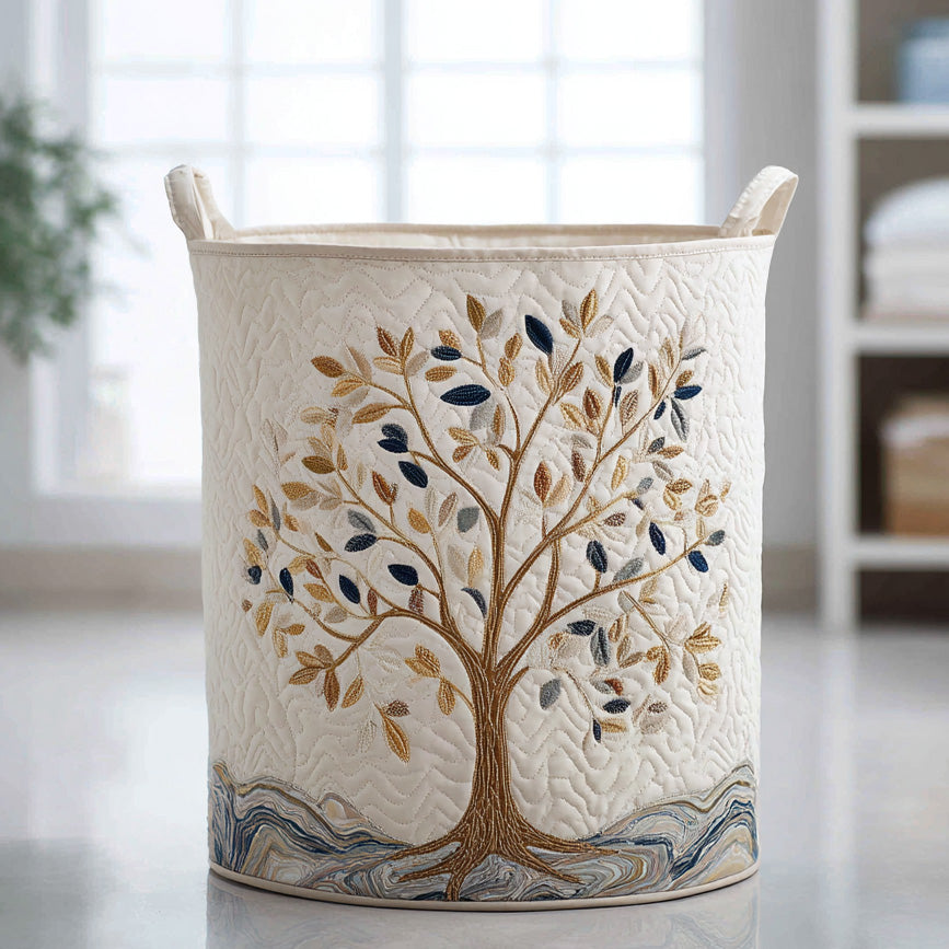 Quilted laundry basket - Floral pattern — view 1