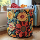 Quilted laundry basket - Floral pattern — view 1