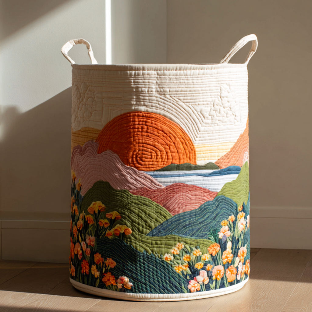 Quilted laundry basket - Floral pattern — view 1