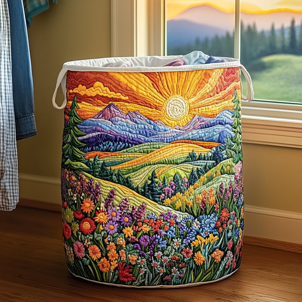 Quilted laundry basket - Floral pattern — view 1