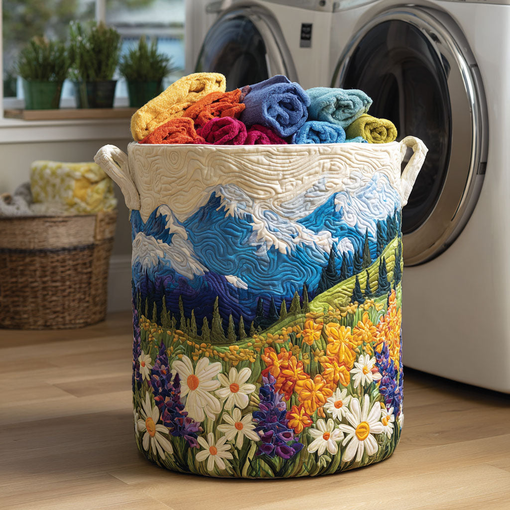Quilted laundry basket - Floral pattern — view 1