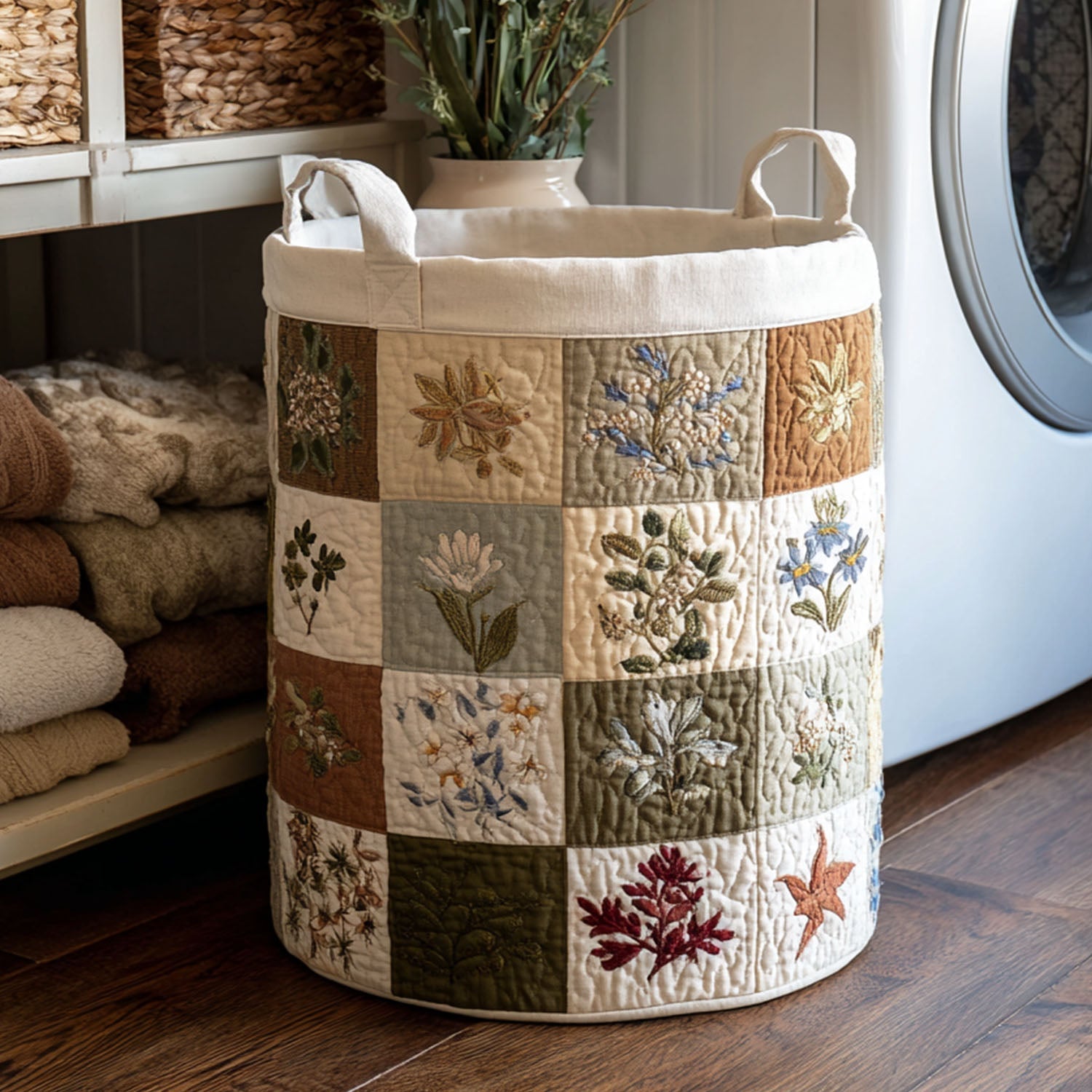 Quilted laundry basket - Flowers classic style — view 1