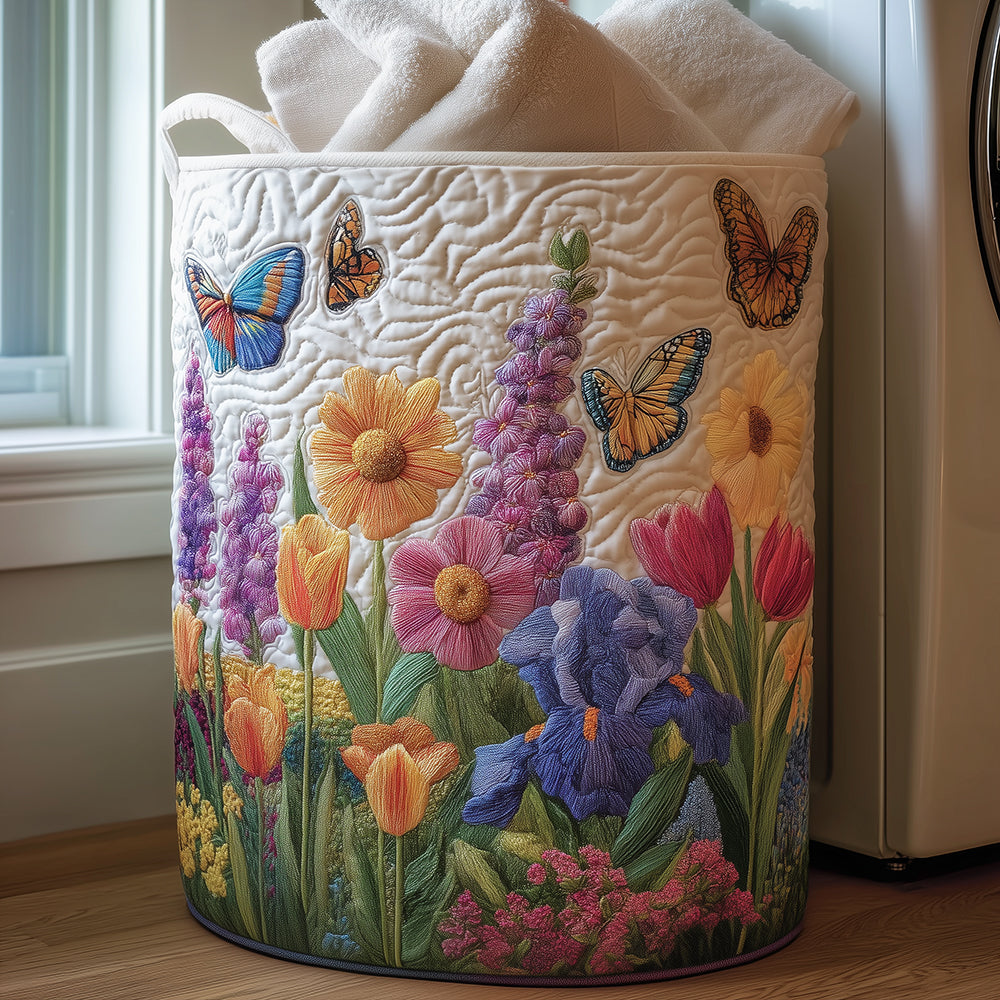Quilted laundry basket - Floral pattern — view 1
