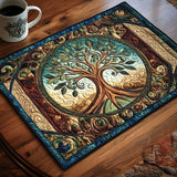 Quilted coaster - Celtic circle wood — view 1