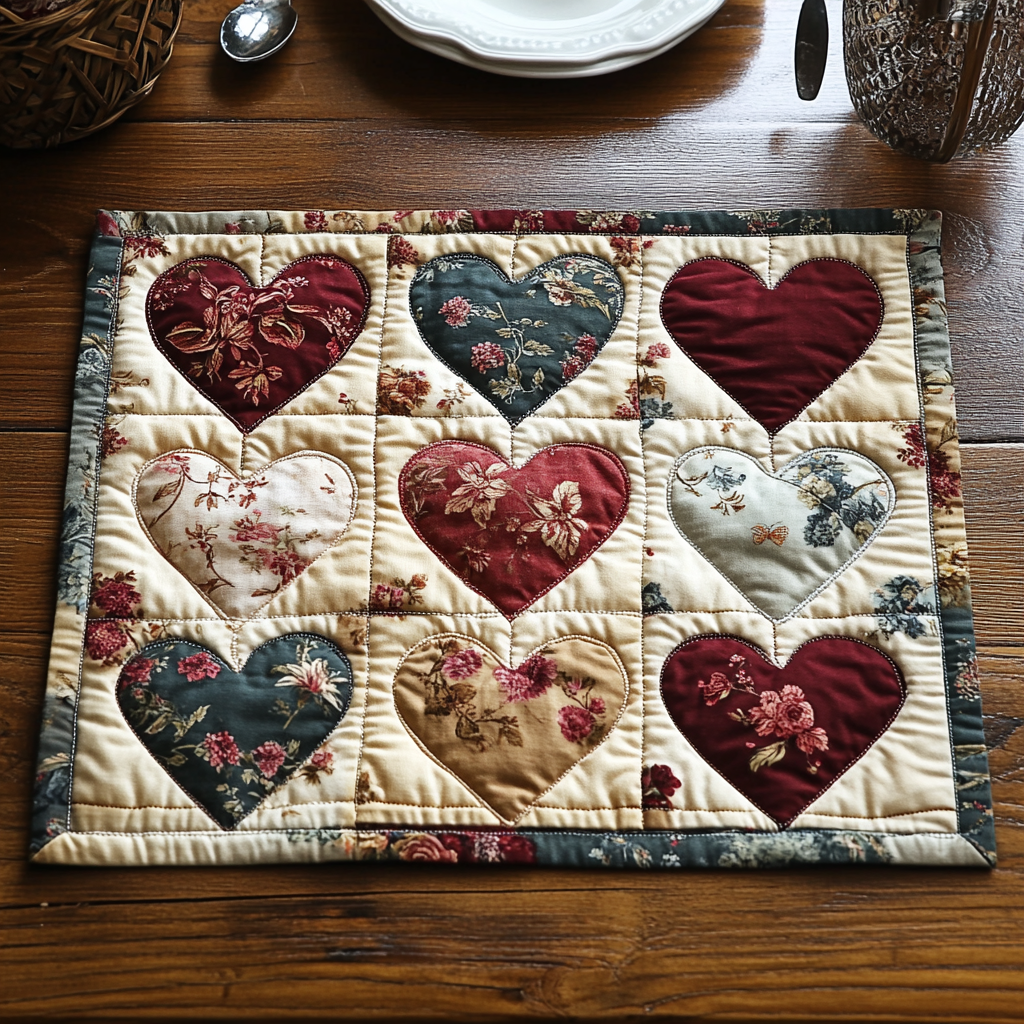 Quilted placemat - Sweet flowers — view 1