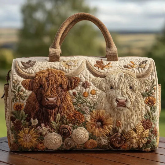 Quilted Travel Bag - Scottish Highland Cattle — view 1