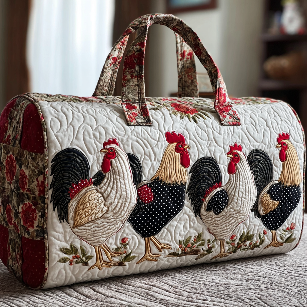 Quilted Travel Bag - Farm Hens — view 1
