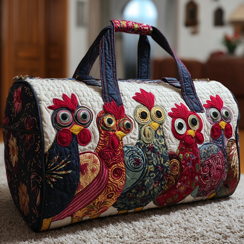 Quilted travel bag - Farm hens II — view 1