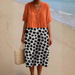 Summer - orange dress with contrasting dots — view 1