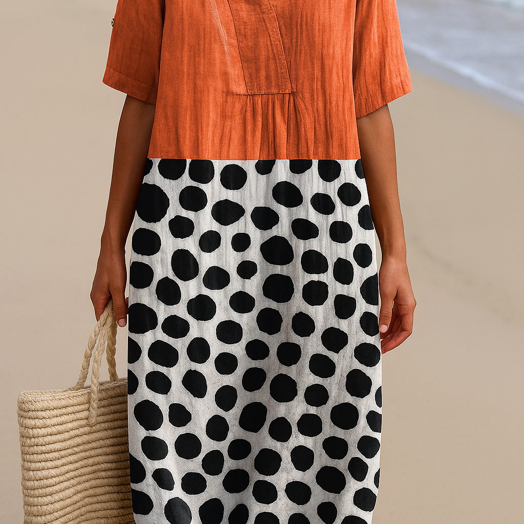 Summer - orange dress with contrasting dots — view 2
