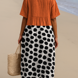 Summer - orange dress with contrasting dots — view 3
