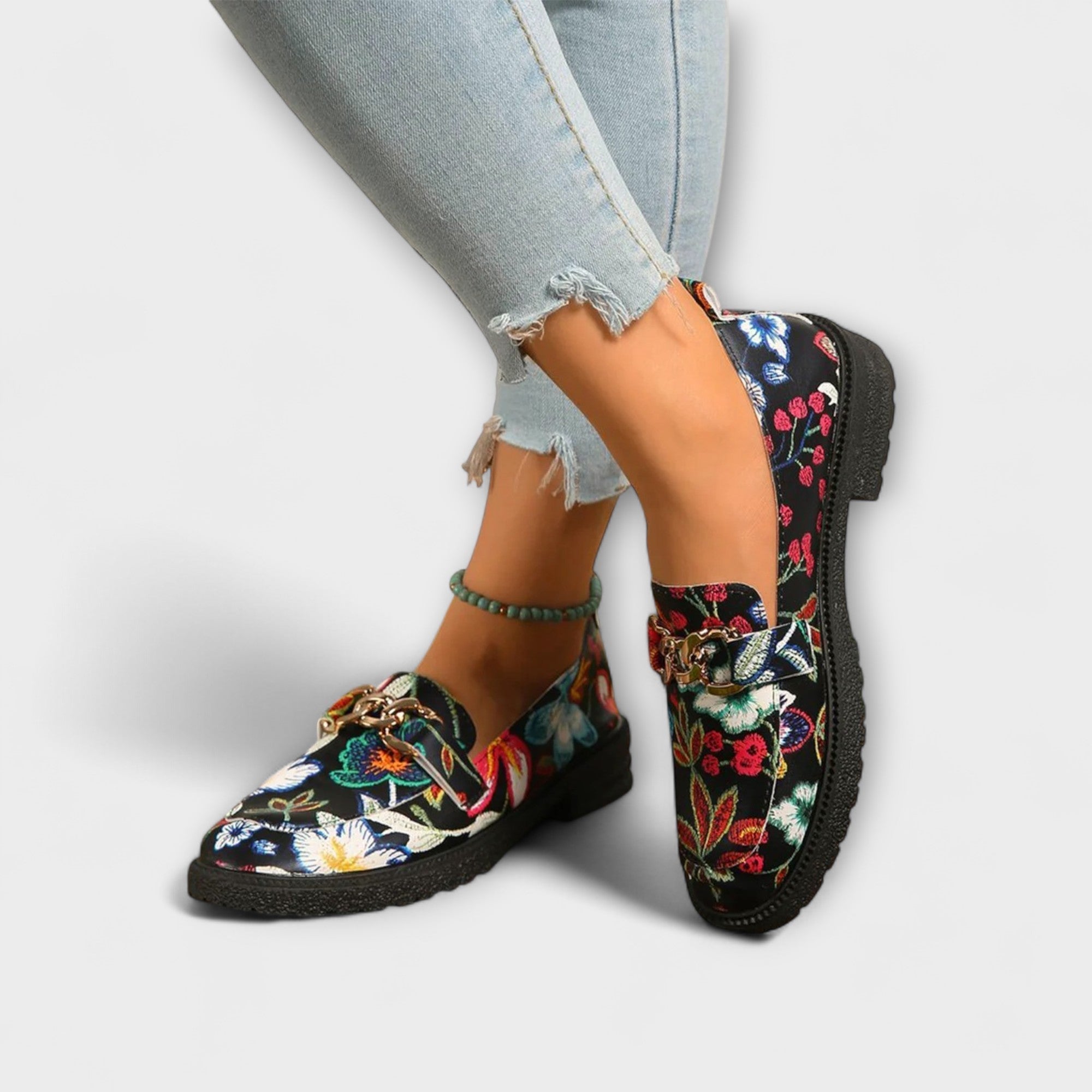 Summer - multicolored floral moccasins — view 1