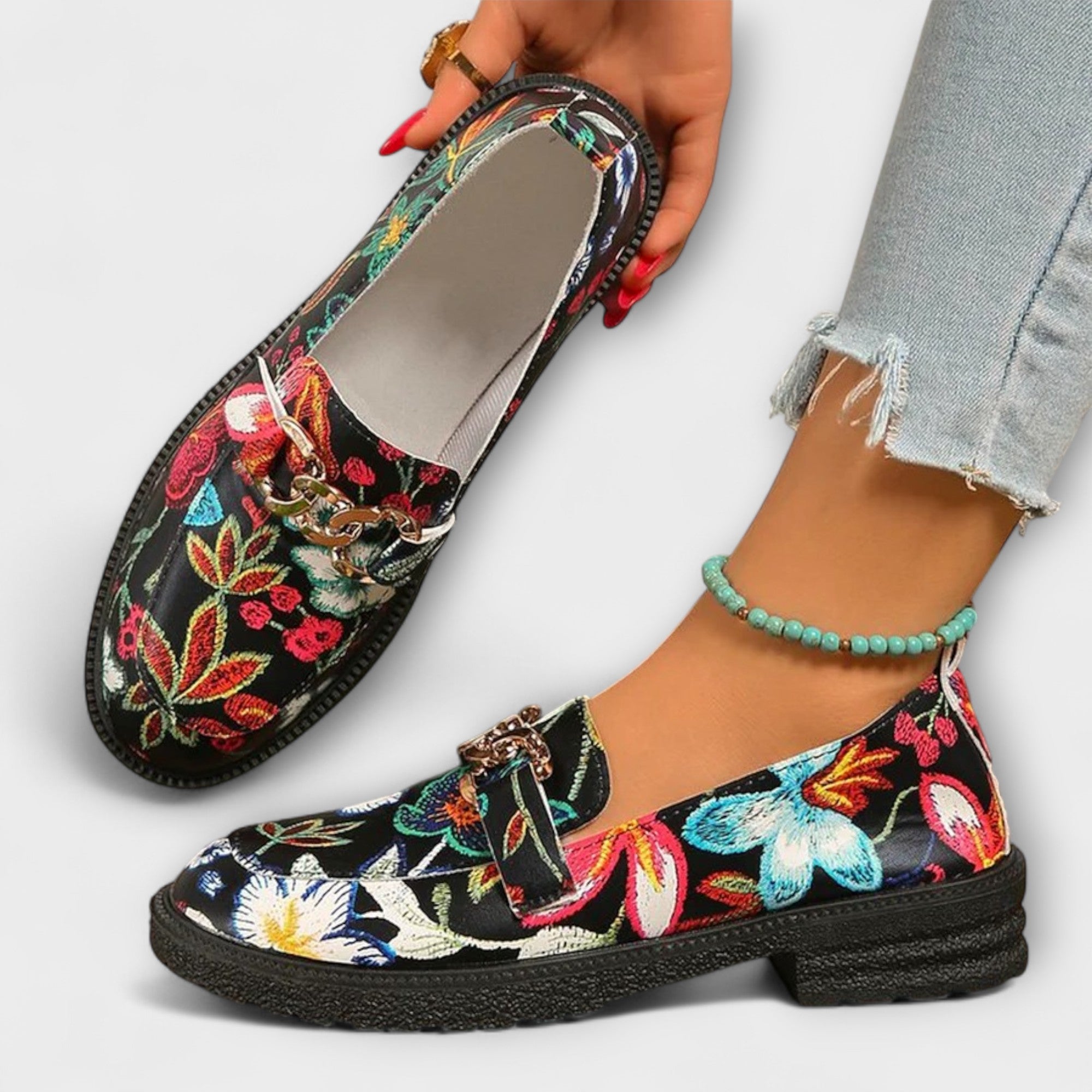 Summer - multicolored floral moccasins — view 5