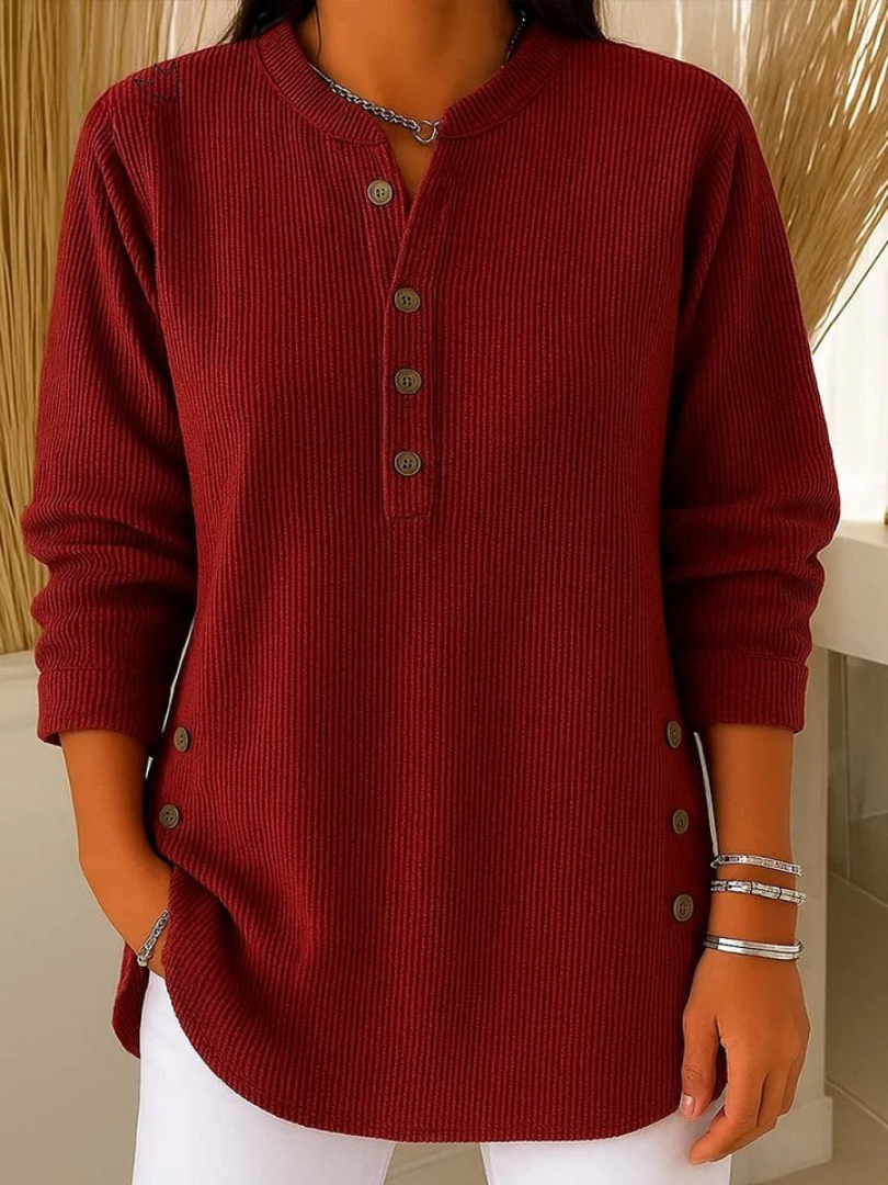 Susan - Henley Button Down Tunic — view 3